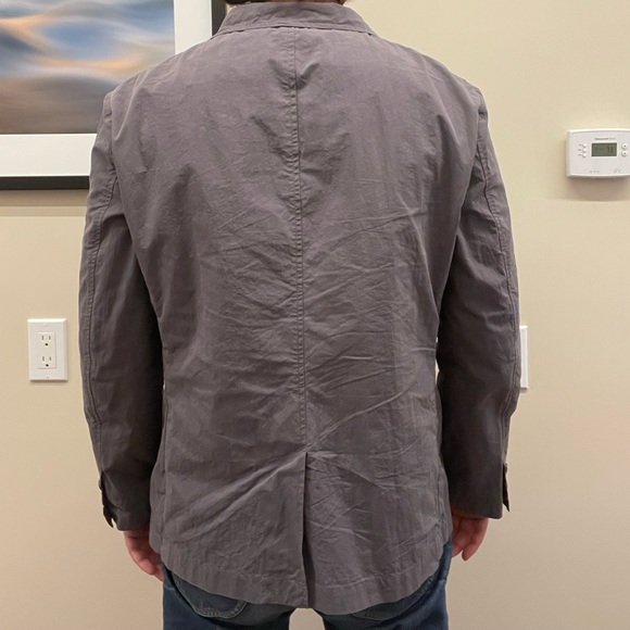 Labour Union hand crafted salt shrinking cotton blazer in grey, three button - Picture 3 of 4